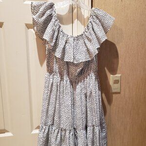 SHEIIN Black & White Polka Dot Dress with Scoop Neckline  - Size Small